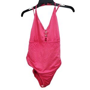 Unbranded Women's Barbie Hot Pink Lattice Corset‎ Lace Back One Piece Swimsuit L